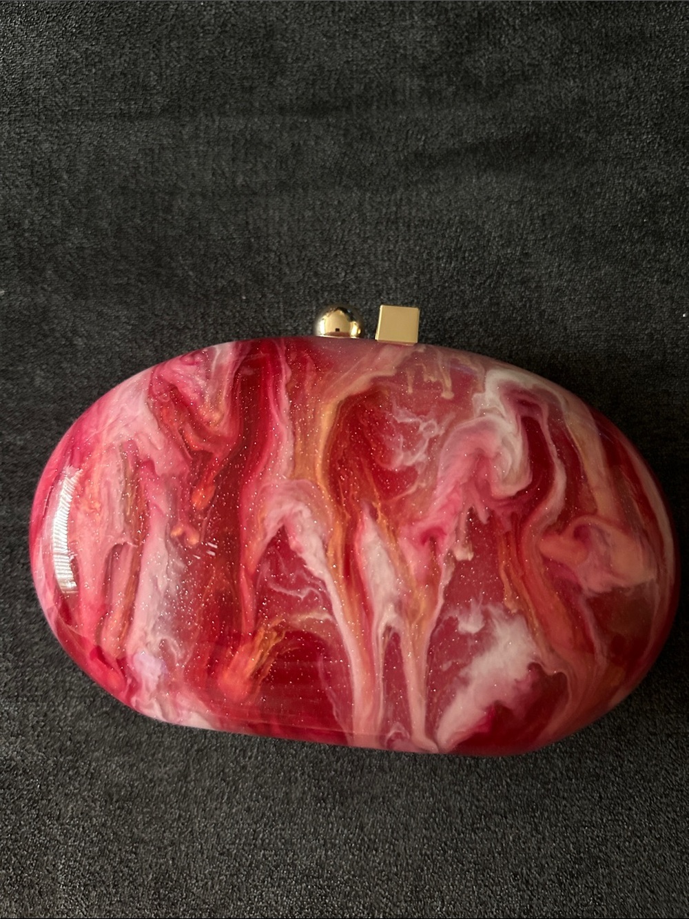 Fashion Nova Pink & White Swirl Acrylic Clutch
